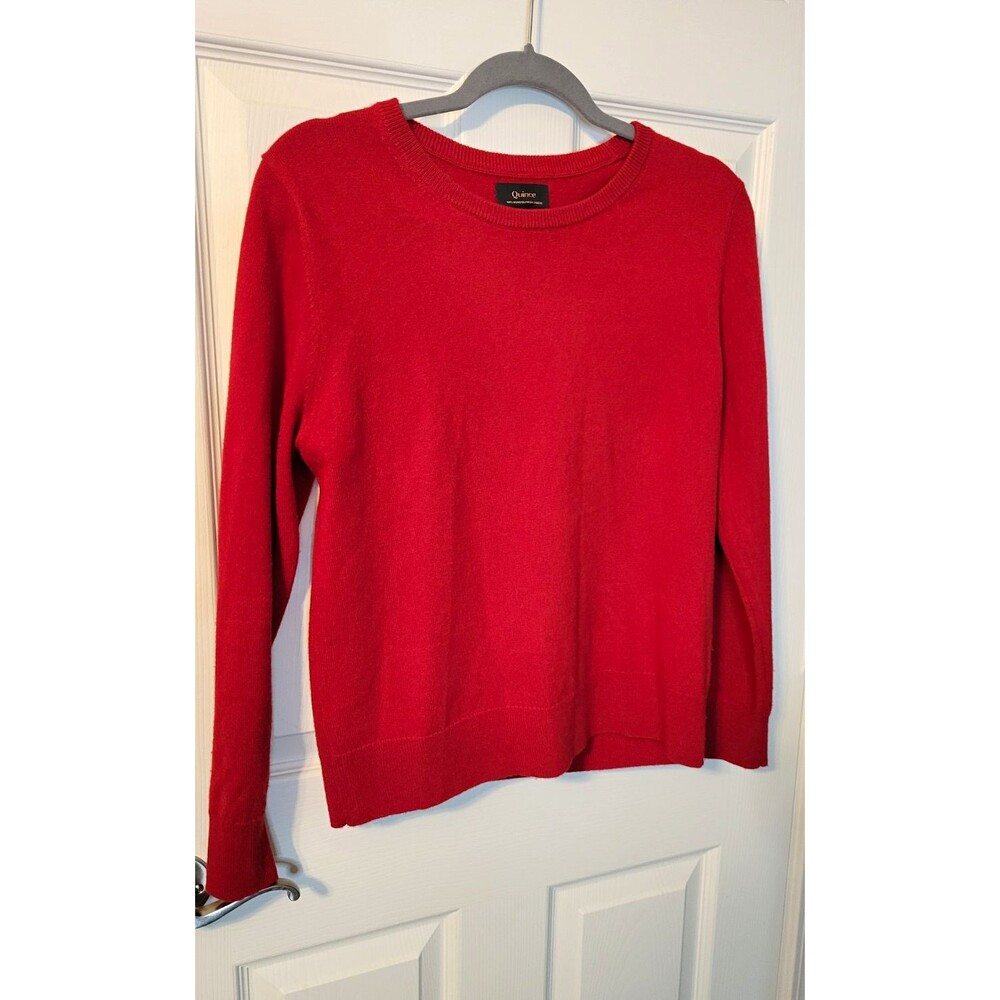 Quince 100% Cashmere Ribbed Knit Crewneck Pullover Sweater Red Women's M